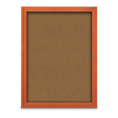 United Visual Products Slim Enclosed Corkboard, 18"x24", Satin Alum Frame/Forbo UVEB1824-SATIN-FORBO
